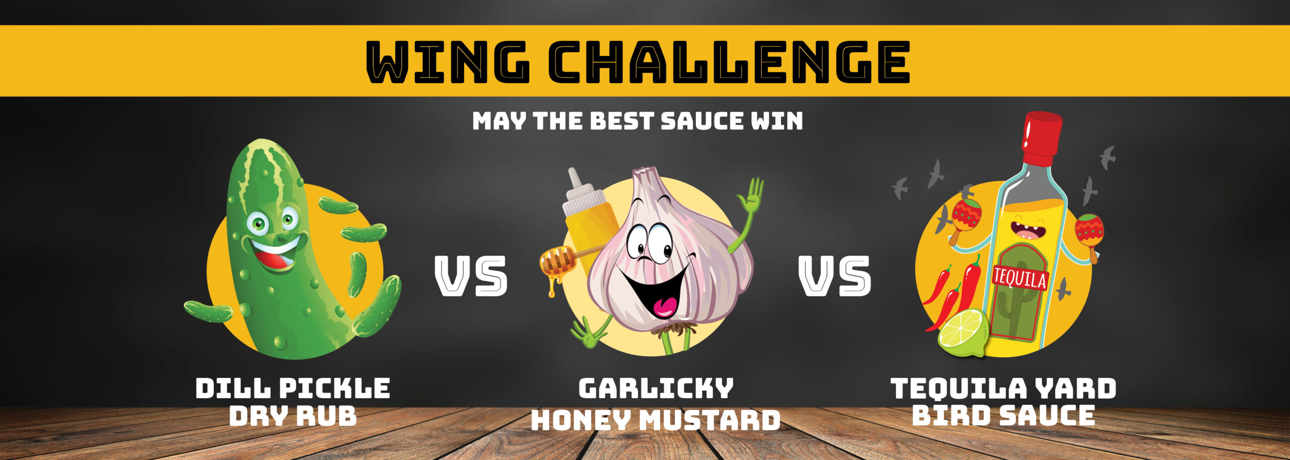 Wing challenge graphic with sauce choices